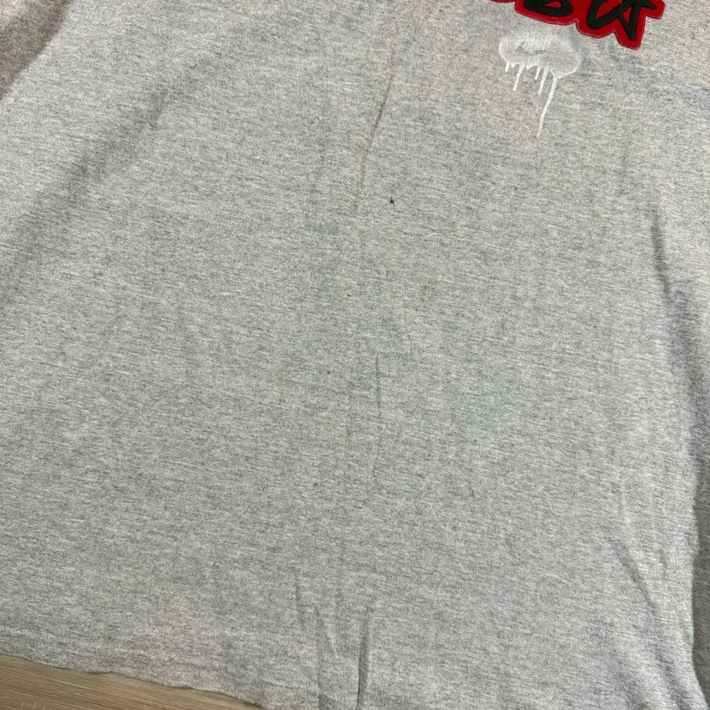 Vtg Nike Center Swoosh Spell Out Logo Mens Sz L Gray T-Shirt Made With USA Fabri